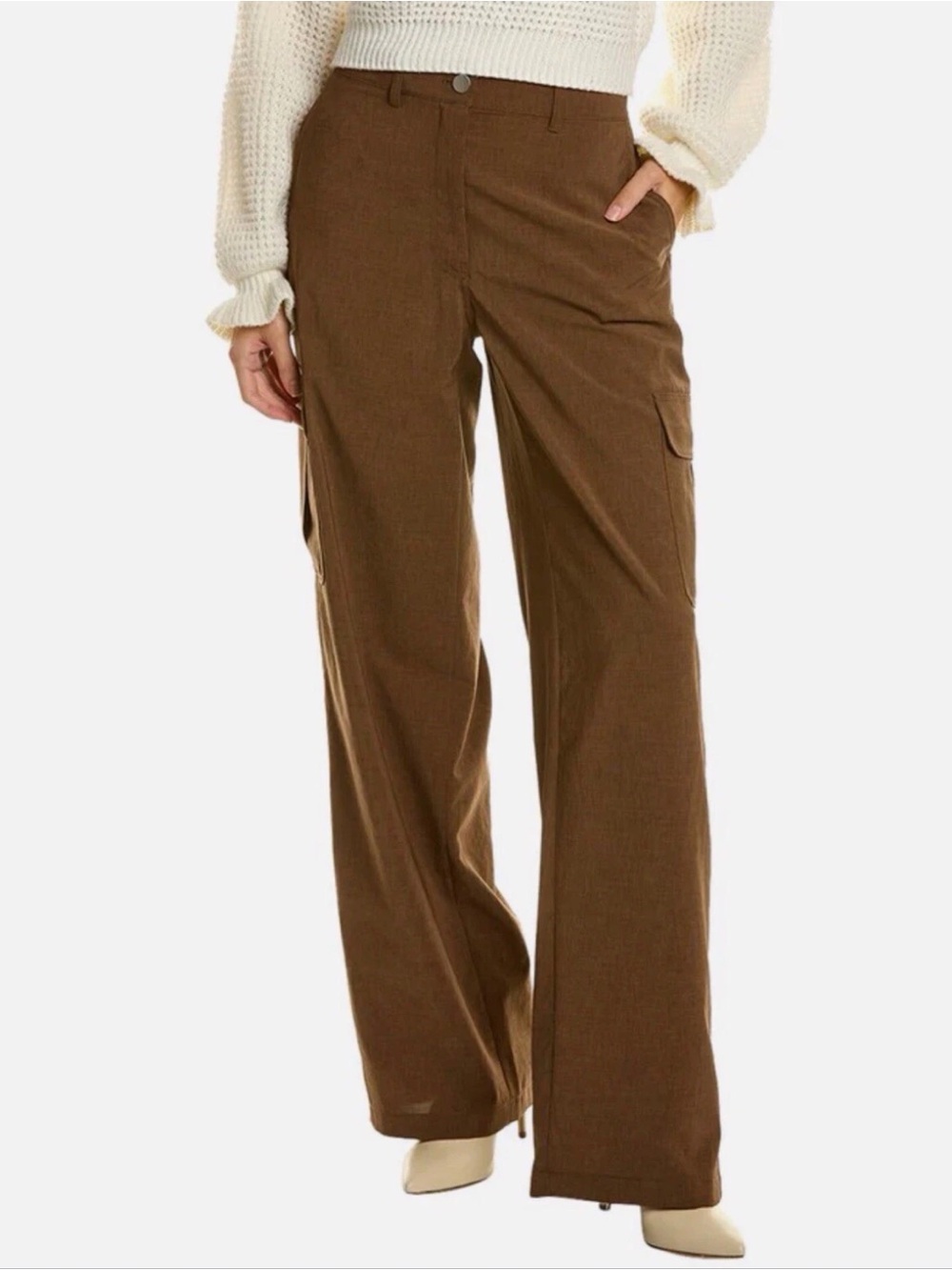 Theory Brown Wide-Leg Cargo Pants